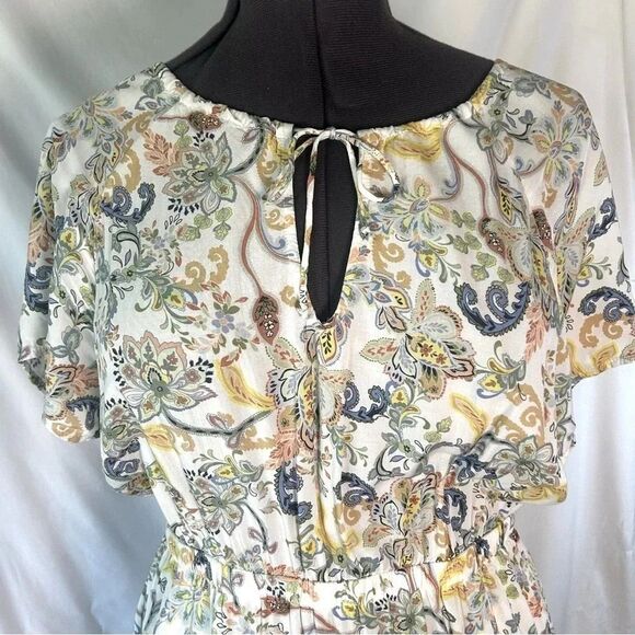 Paisley Floral Multicolor Summer Beach Faith Cinched Dress L - Picture 7 of 10
